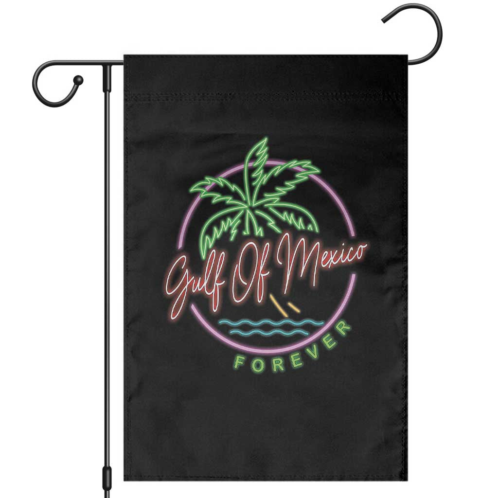 Gulf Of Mexico Forever Garden Flag Beach Coconut Palm Tree Neon Light TS11 Black Print Your Wear