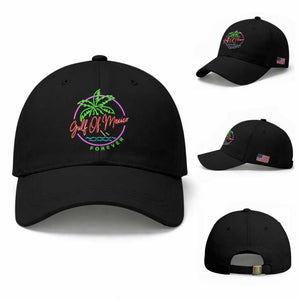 Gulf Of Mexico Forever Baseball Cap Beach Coconut Palm Tree Neon Light TS11 Baseball Cap Universal Fit Black Print Your Wear