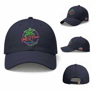Gulf Of Mexico Forever Baseball Cap Beach Coconut Palm Tree Neon Light TS11 Baseball Cap Universal Fit Navy Print Your Wear