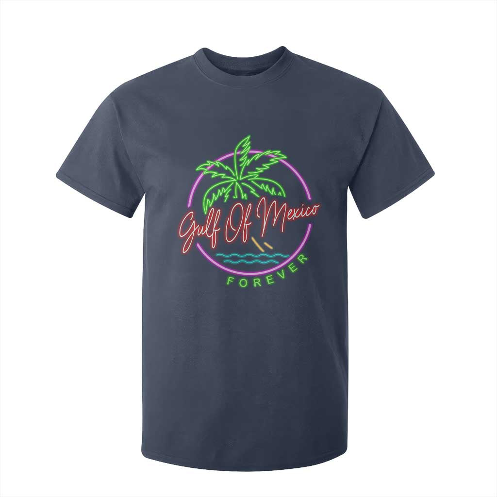 Gulf Of Mexico Forever T Shirt For Kid Beach Coconut Palm Tree Neon Light TS11 Navy Print Your Wear