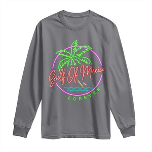 Gulf Of Mexico Forever Long Sleeve Shirt Beach Coconut Palm Tree Neon Light TS11 Charcoal Print Your Wear