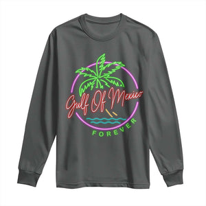 Gulf Of Mexico Forever Long Sleeve Shirt Beach Coconut Palm Tree Neon Light TS11 Dark Heather Print Your Wear