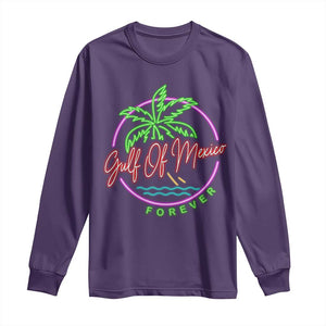 Gulf Of Mexico Forever Long Sleeve Shirt Beach Coconut Palm Tree Neon Light TS11 Purple Print Your Wear