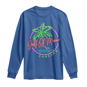 Gulf Of Mexico Forever Long Sleeve Shirt Beach Coconut Palm Tree Neon Light TS11 Royal Blue Print Your Wear