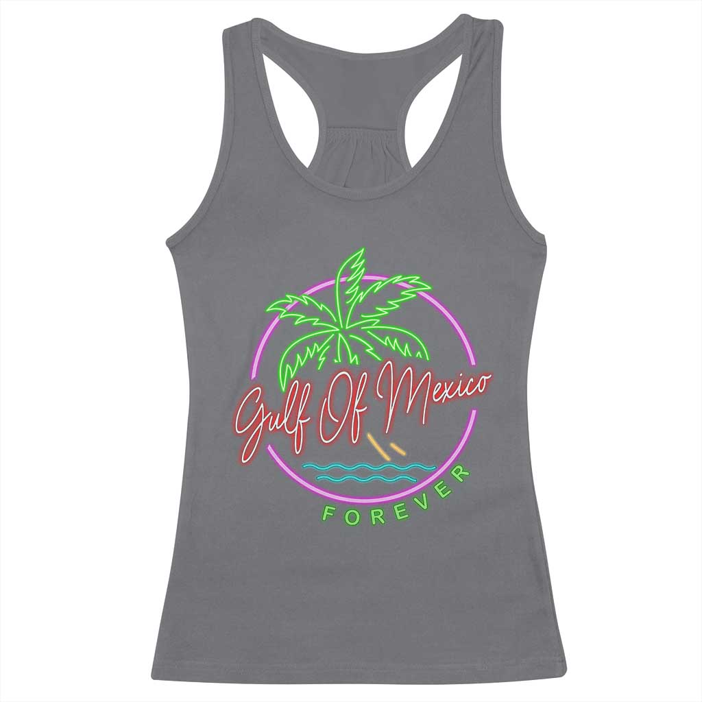 Gulf Of Mexico Forever Racerback Tank Top Beach Coconut Palm Tree Neon Light TS11 Charcoal Print Your Wear