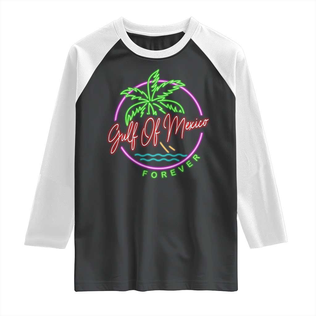 Gulf Of Mexico Forever Raglan Shirt Beach Coconut Palm Tree Neon Light TS11 Black White Print Your Wear