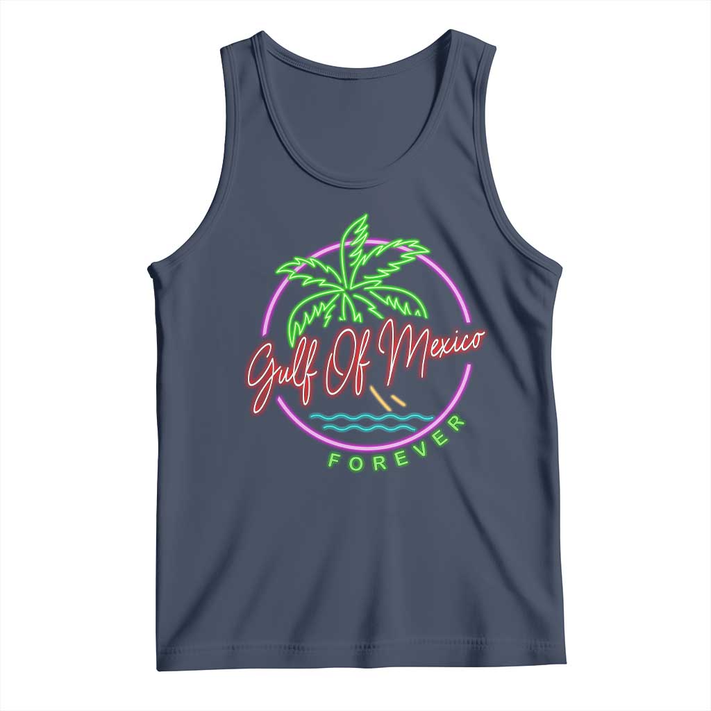 Gulf Of Mexico Forever Tank Top Beach Coconut Palm Tree Neon Light TS11 Navy Print Your Wear