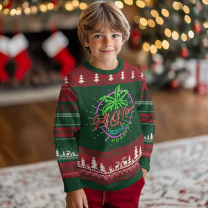 Gulf Of Mexico Forever Knit Sweatshirt Beach Coconut Palm Tree Neon Light TS11 Christmas Print Your Wear