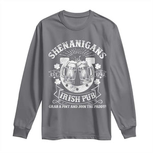 Funny Shenanigans Irish Pub Grab A Pint And Join The Paddy Long Sleeve Shirt Irish Beer TS11 Charcoal Print Your Wear