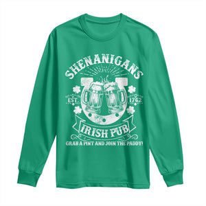 Funny Shenanigans Irish Pub Grab A Pint And Join The Paddy Long Sleeve Shirt Irish Beer TS11 Irish Green Print Your Wear