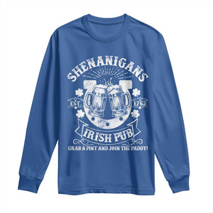 Funny Shenanigans Irish Pub Grab A Pint And Join The Paddy Long Sleeve Shirt Irish Beer TS11 Royal Blue Print Your Wear