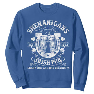 Funny Shenanigans Irish Pub Grab A Pint And Join The Paddy Sweatshirt Irish Beer TS11 Royal Blue Print Your Wear