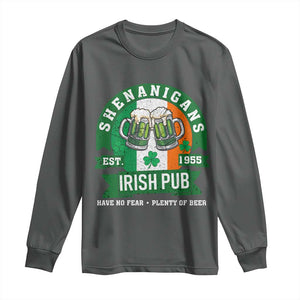 Funny St Patrick's Day Beer Drinking Long Sleeve Shirt Shenanigans Irish Pub Have No Fear Plenty Of Beer TS11 Dark Heather Print Your Wear