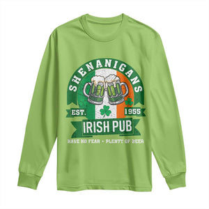 Funny St Patrick's Day Beer Drinking Long Sleeve Shirt Shenanigans Irish Pub Have No Fear Plenty Of Beer TS11 Lime Print Your Wear