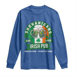 Funny St Patrick's Day Beer Drinking Long Sleeve Shirt Shenanigans Irish Pub Have No Fear Plenty Of Beer TS11 Royal Blue Print Your Wear