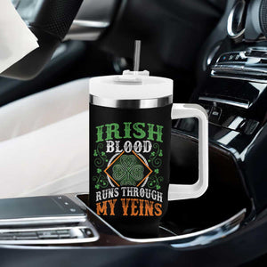 Funny Irish Blood Runs Through My Veins Tumbler With Handle Irish Pride Shamrock TS11 Print Your Wear
