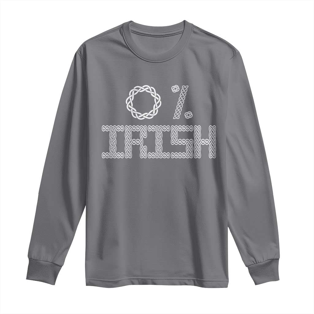 Funny St Patrick's Day 0% Irish Long Sleeve Shirt Celtic Knot TS11 Charcoal Print Your Wear