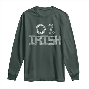 Funny St Patrick's Day 0% Irish Long Sleeve Shirt Celtic Knot TS11 Dark Forest Green Print Your Wear