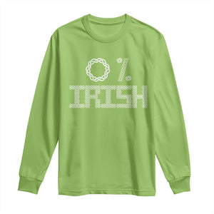 Funny St Patrick's Day 0% Irish Long Sleeve Shirt Celtic Knot TS11 Lime Print Your Wear