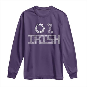 Funny St Patrick's Day 0% Irish Long Sleeve Shirt Celtic Knot TS11 Purple Print Your Wear