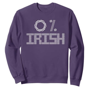 Funny St Patrick's Day 0% Irish Sweatshirt Celtic Knot TS11 Purple Print Your Wear