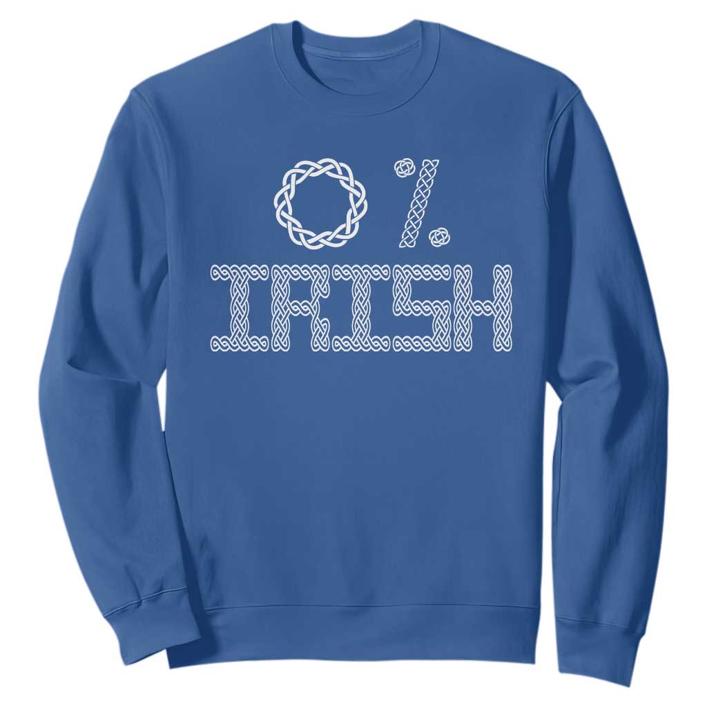 Funny St Patrick's Day 0% Irish Sweatshirt Celtic Knot TS11 Royal Blue Print Your Wear