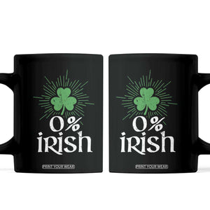 Funny 0% Irish St Patrick's Day Coffee Mug Vintage Shamrock TS11 Black Print Your Wear