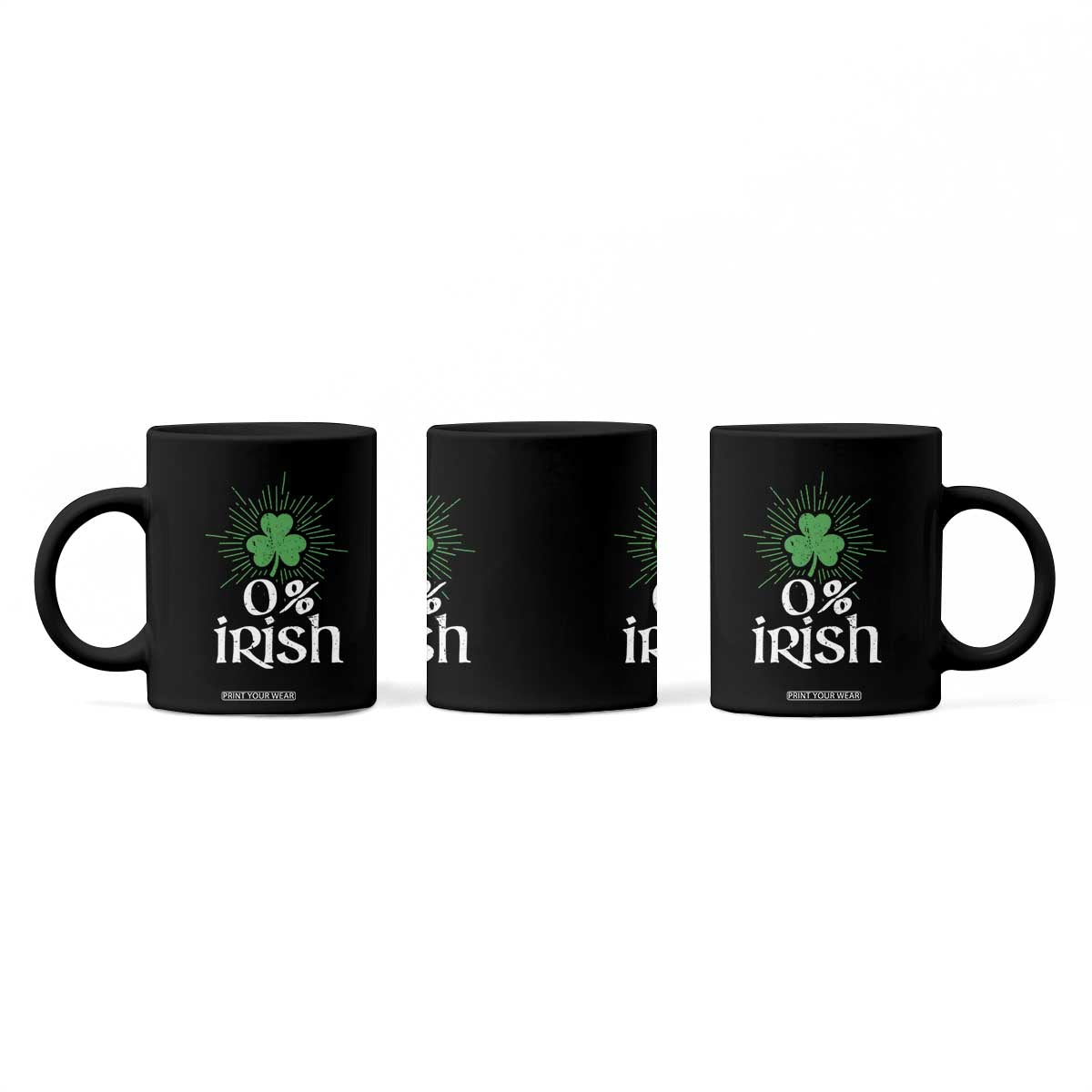 Funny 0% Irish St Patrick's Day Coffee Mug Vintage Shamrock TS11 Print Your Wear