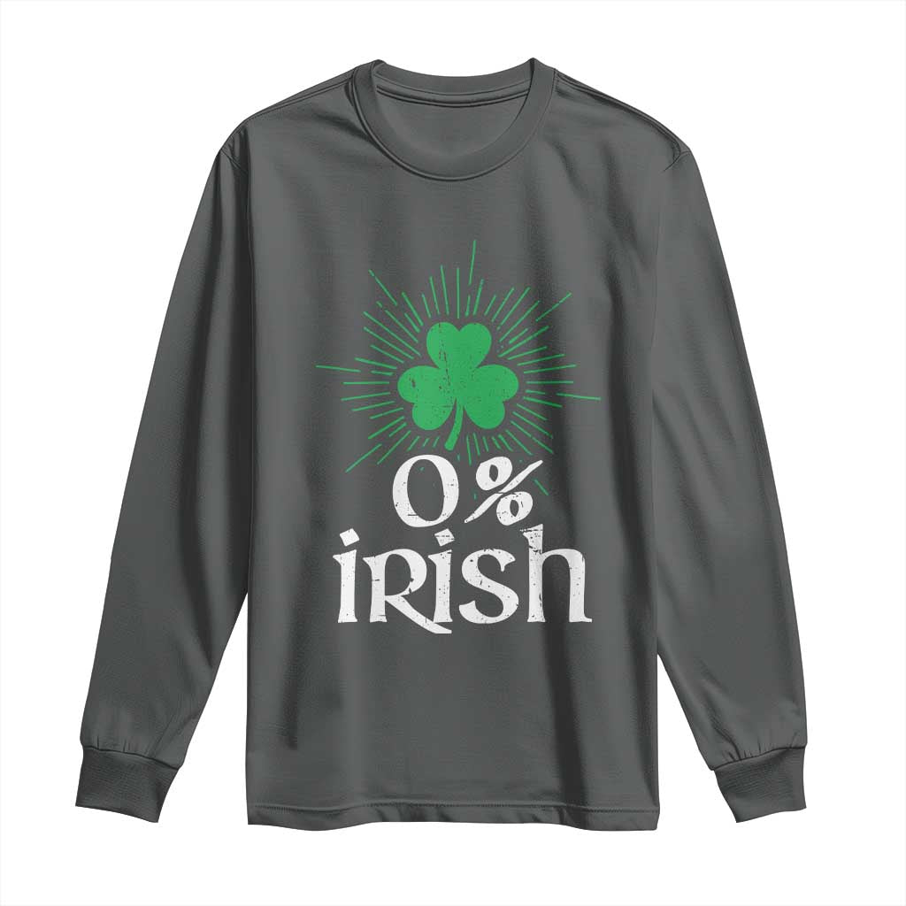 Funny 0% Irish St Patrick's Day Long Sleeve Shirt Vintage Shamrock TS11 Dark Heather Print Your Wear