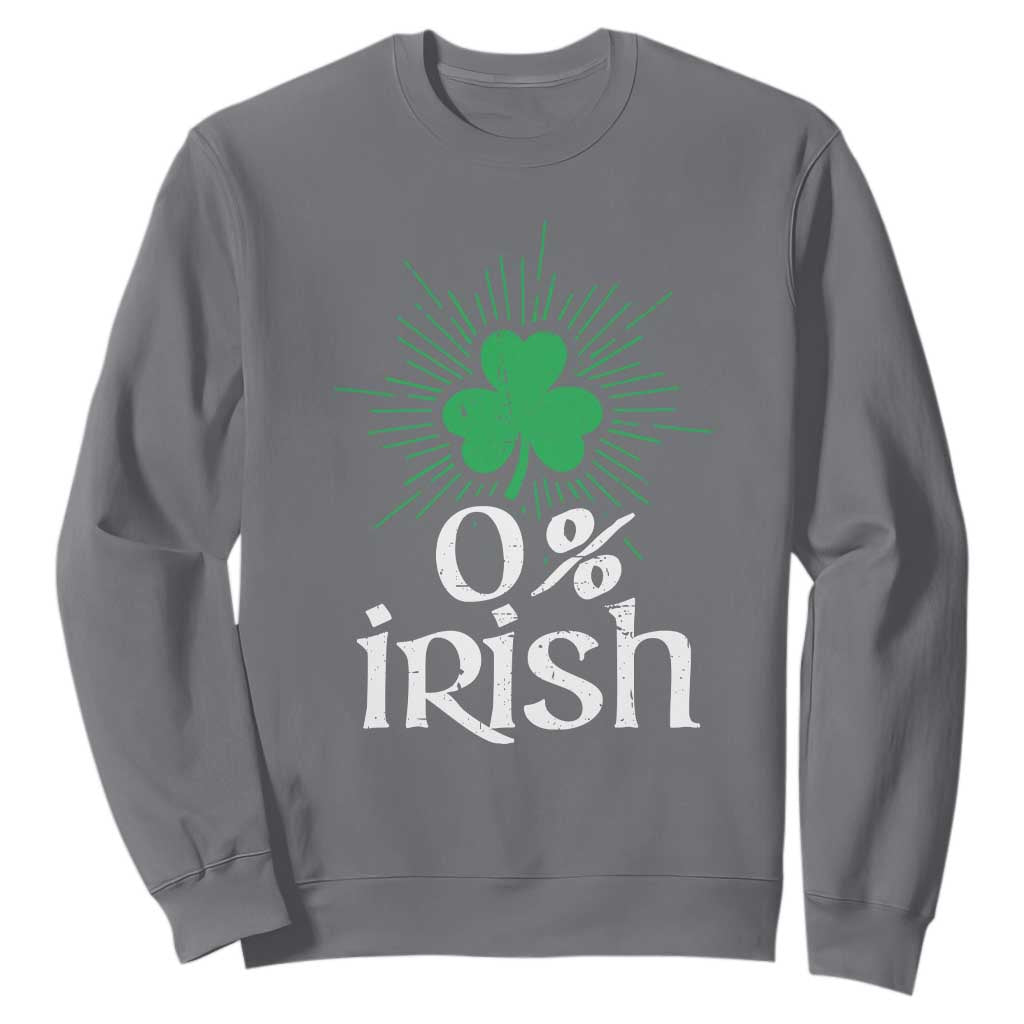 Funny 0% Irish St Patrick's Day Sweatshirt Vintage Shamrock TS11 Charcoal Print Your Wear