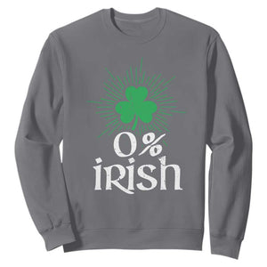 Funny 0% Irish St Patrick's Day Sweatshirt Vintage Shamrock TS11 Charcoal Print Your Wear