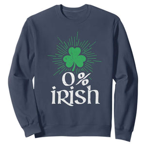 Funny 0% Irish St Patrick's Day Sweatshirt Vintage Shamrock TS11 Navy Print Your Wear