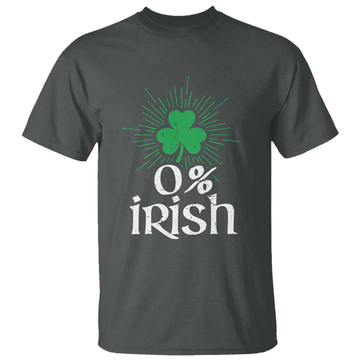 Funny 0% Irish St Patrick's Day T Shirt Vintage Shamrock TS11 Dark Heather Print Your Wear