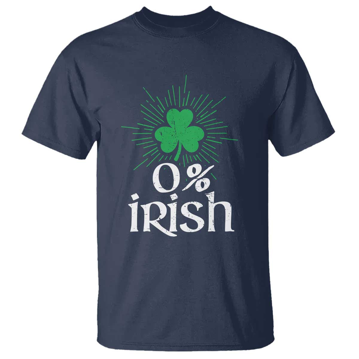 Funny 0% Irish St Patrick's Day T Shirt Vintage Shamrock TS11 Navy Print Your Wear