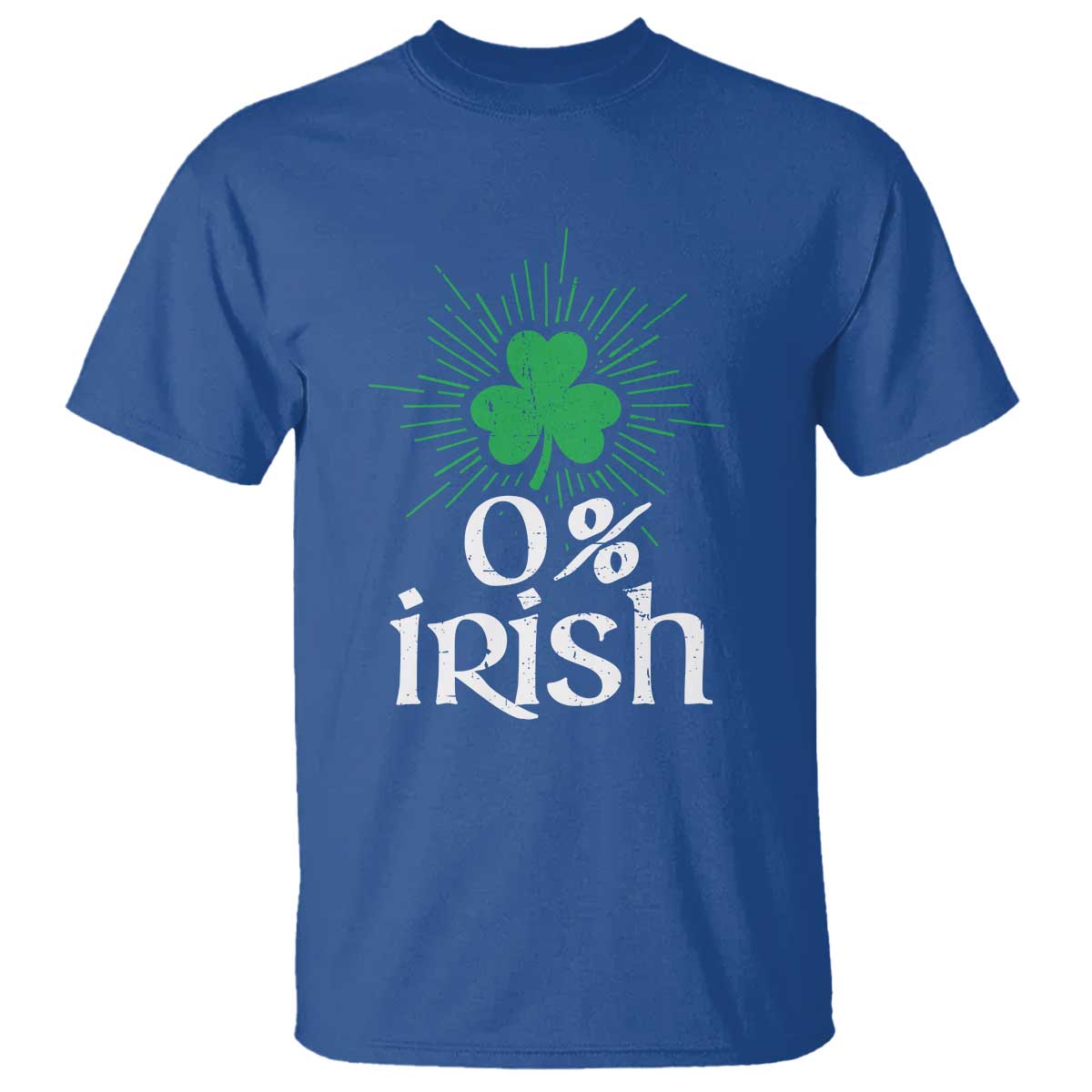 Funny 0% Irish St Patrick's Day T Shirt Vintage Shamrock TS11 Royal Blue Print Your Wear