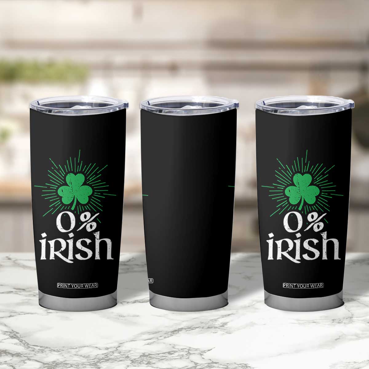 Funny 0% Irish St Patrick's Day Tumbler Cup Vintage Shamrock TS11 Print Your Wear