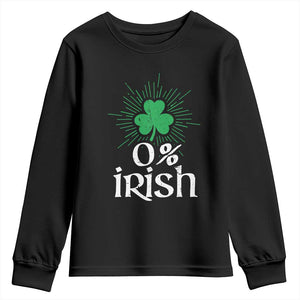 Funny 0% Irish St Patrick's Day Youth Sweatshirt Vintage Shamrock TS11 Black Print Your Wear