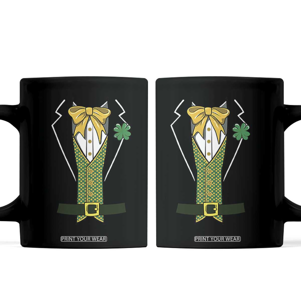 Funny St Patrick's Day Leprechaun Cosplay Tuxedo Coffee Mug TS11 Black Print Your Wear