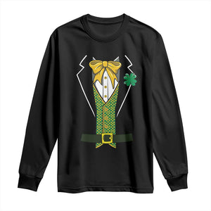 Funny St Patrick's Day Leprechaun Cosplay Tuxedo Long Sleeve Shirt TS11 Black Print Your Wear