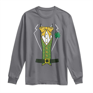 Funny St Patrick's Day Leprechaun Cosplay Tuxedo Long Sleeve Shirt TS11 Charcoal Print Your Wear