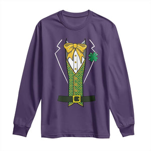 Funny St Patrick's Day Leprechaun Cosplay Tuxedo Long Sleeve Shirt TS11 Purple Print Your Wear