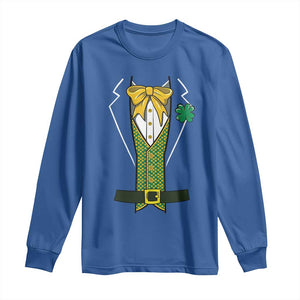 Funny St Patrick's Day Leprechaun Cosplay Tuxedo Long Sleeve Shirt TS11 Royal Blue Print Your Wear