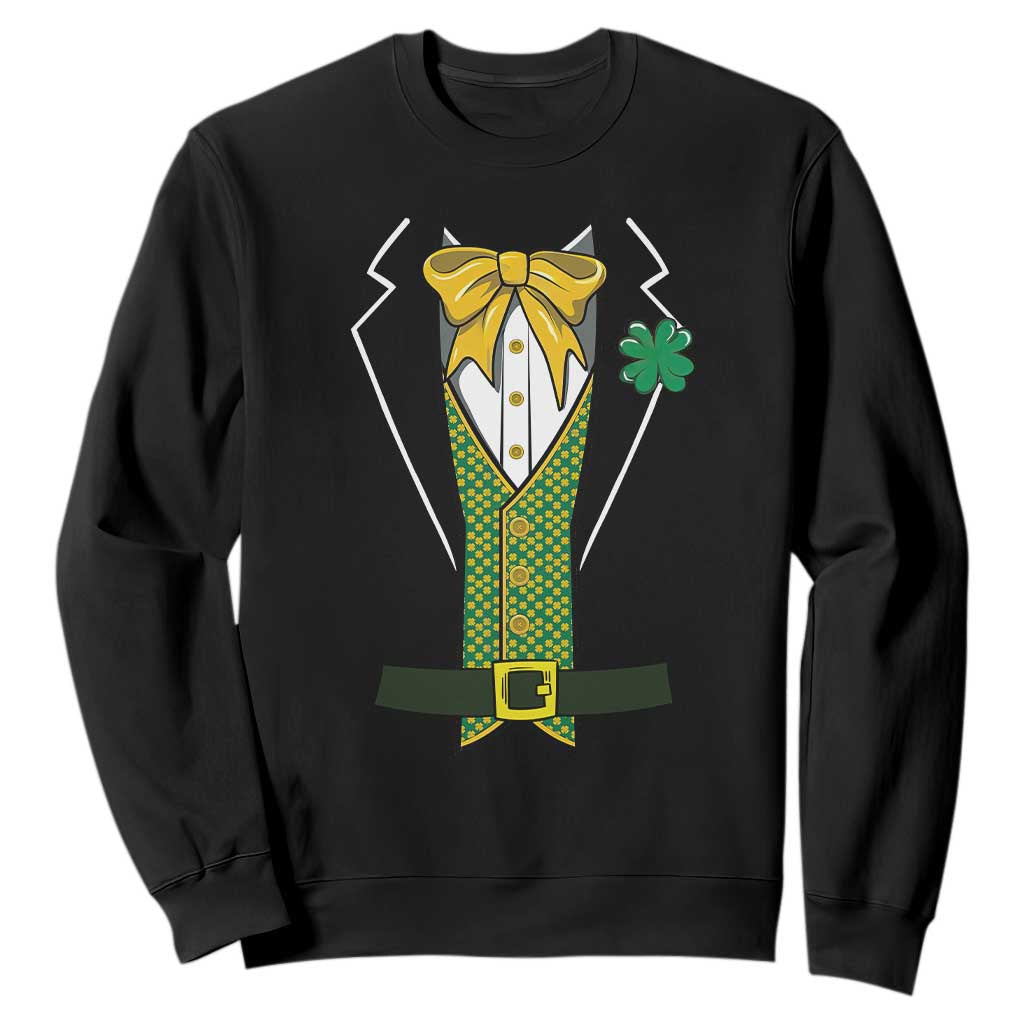 Funny St Patrick's Day Leprechaun Cosplay Tuxedo Sweatshirt TS11 Black Print Your Wear