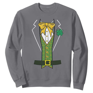 Funny St Patrick's Day Leprechaun Cosplay Tuxedo Sweatshirt TS11 Charcoal Print Your Wear