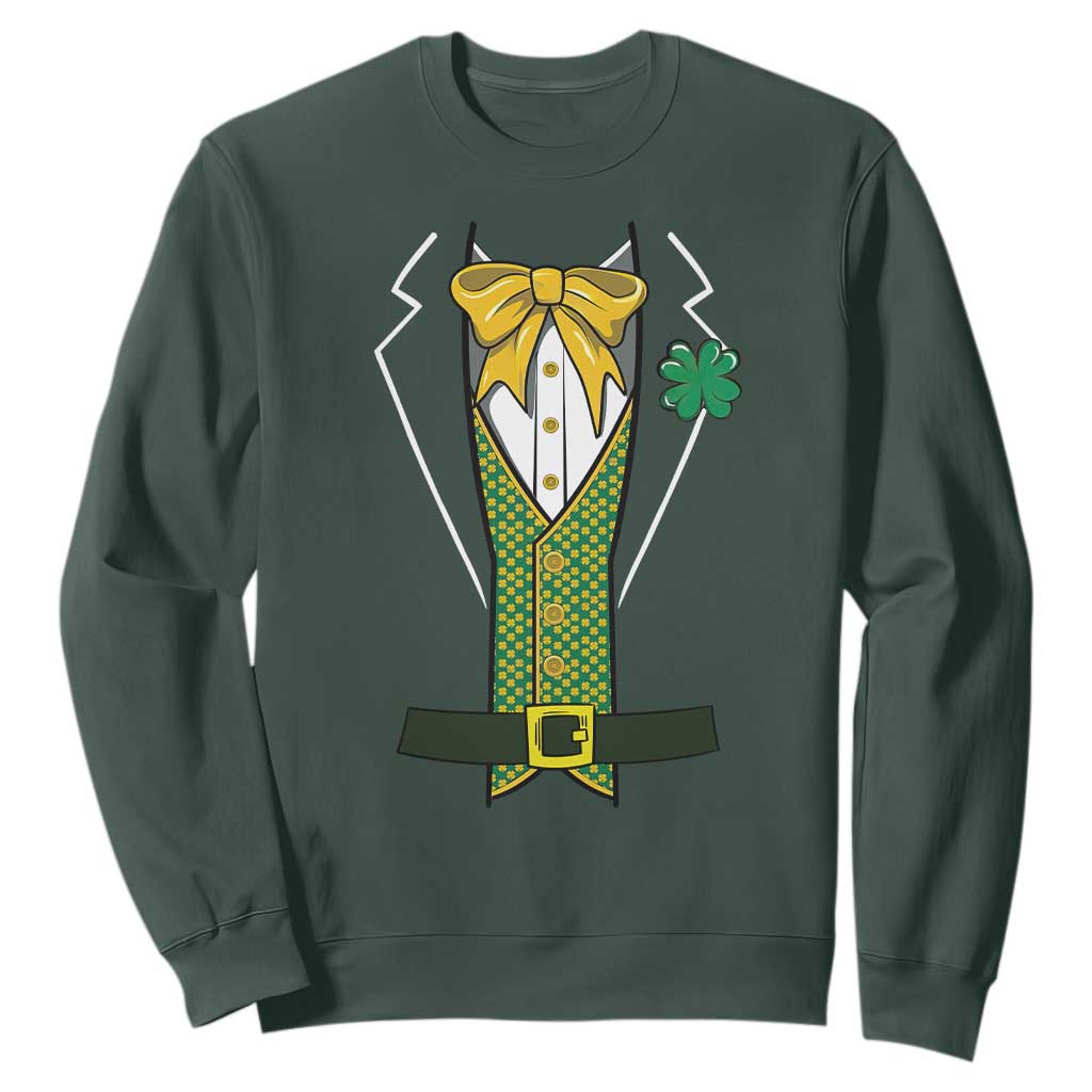 Funny St Patrick's Day Leprechaun Cosplay Tuxedo Sweatshirt TS11 Dark Forest Green Print Your Wear
