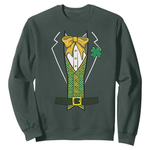 Funny St Patrick's Day Leprechaun Cosplay Tuxedo Sweatshirt TS11 Dark Forest Green Print Your Wear
