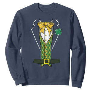 Funny St Patrick's Day Leprechaun Cosplay Tuxedo Sweatshirt TS11 Navy Print Your Wear