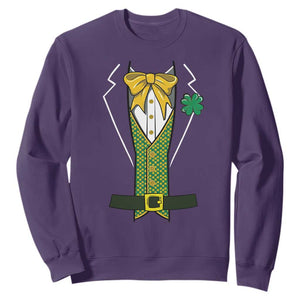 Funny St Patrick's Day Leprechaun Cosplay Tuxedo Sweatshirt TS11 Purple Print Your Wear