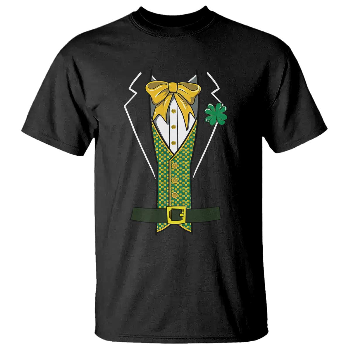 Funny St Patrick's Day Leprechaun Cosplay Tuxedo T Shirt TS11 Black Print Your Wear