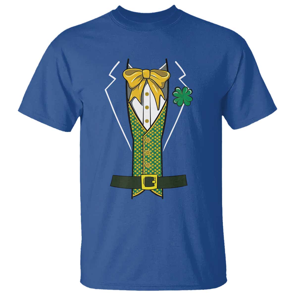 Funny St Patrick's Day Leprechaun Cosplay Tuxedo T Shirt TS11 Royal Blue Print Your Wear